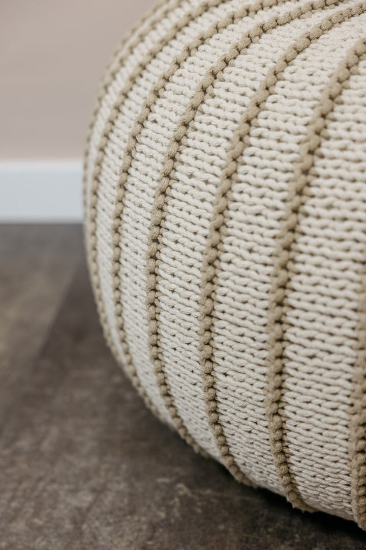 Knitted pouffe ZIGGY | BEIGE - Zuri House