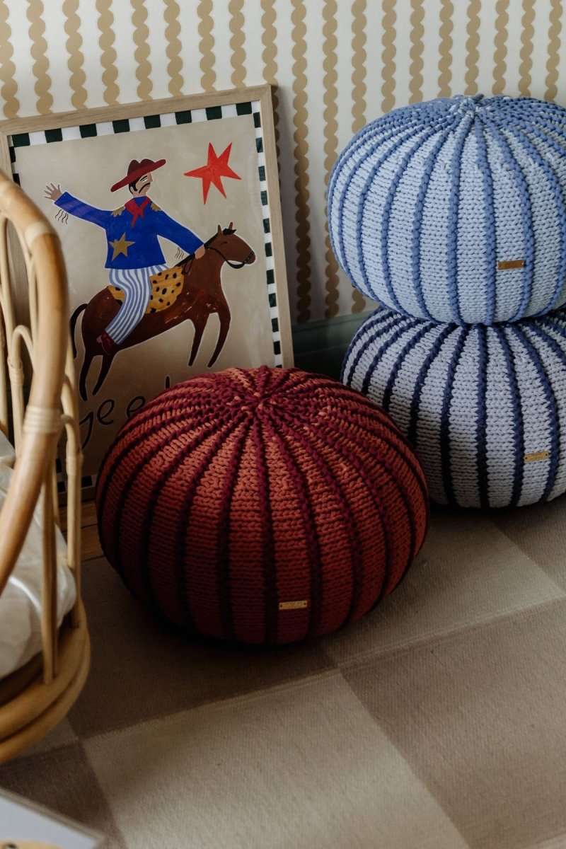 Knitted pouffe ZIGGY | DENIM BLUE - Zuri House