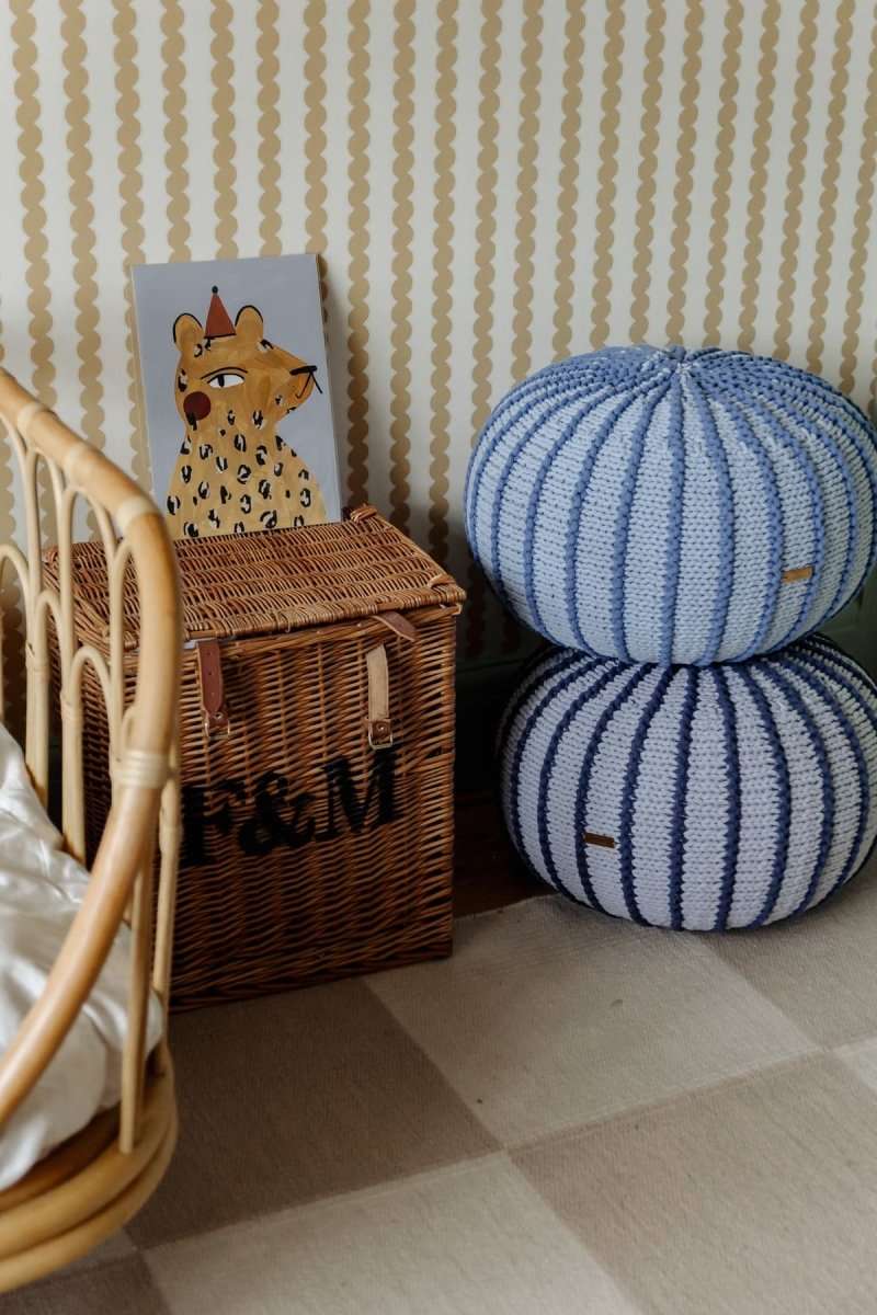 Knitted pouffe ZIGGY | DENIM BLUE - Zuri House