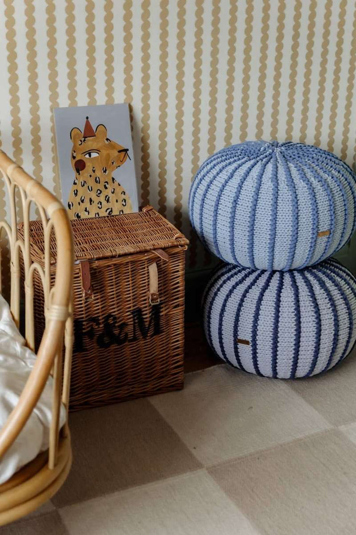 Knitted pouffe ZIGGY | DENIM BLUE - Zuri House