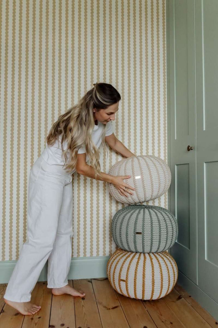 Knitted pouffe ZIGGY | LIGHT OLIVE - Zuri House