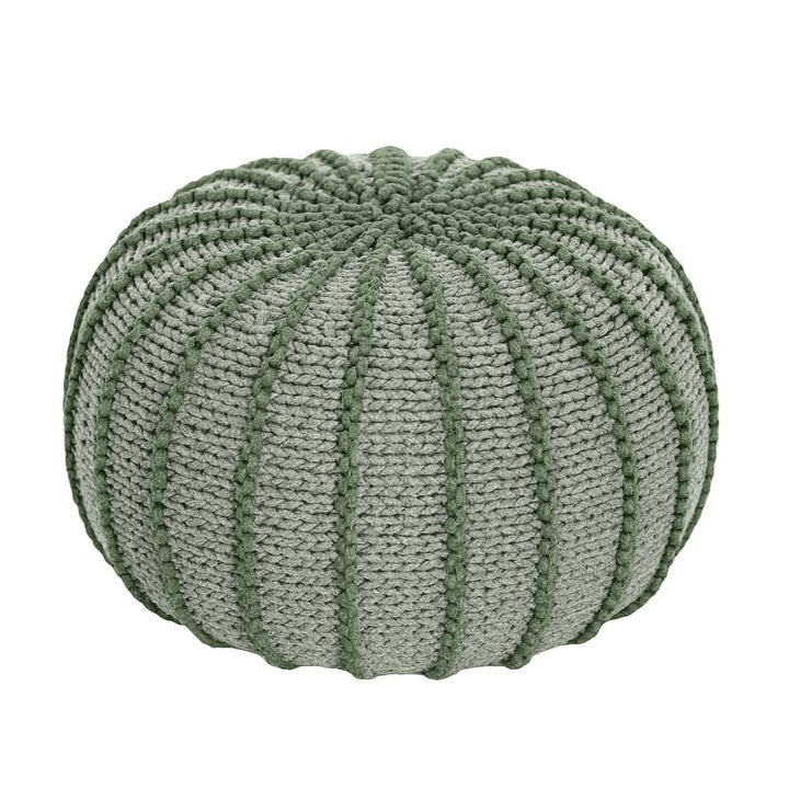 Knitted pouffe ZIGGY | LIGHT OLIVE - Zuri House