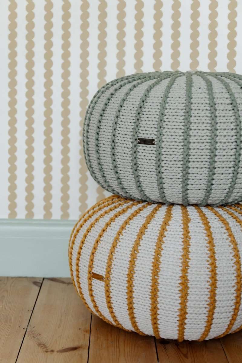 Knitted pouffe ZIGGY | LIGHT OLIVE - Zuri House