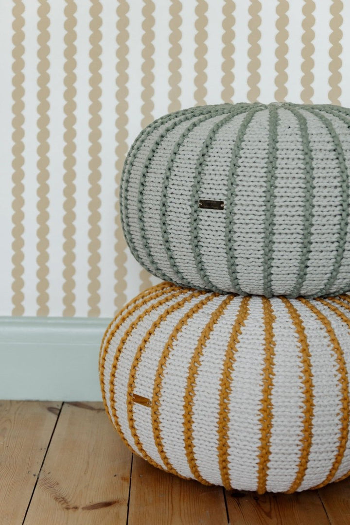 Knitted pouffe ZIGGY | LIGHT OLIVE - Zuri House