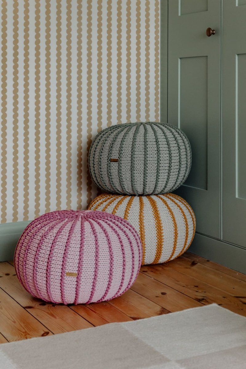 Knitted pouffe ZIGGY | LIGHT OLIVE - Zuri House