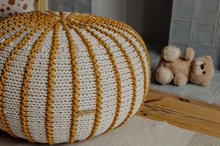 Knitted pouffe ZIGGY | MUSTARD - Zuri House