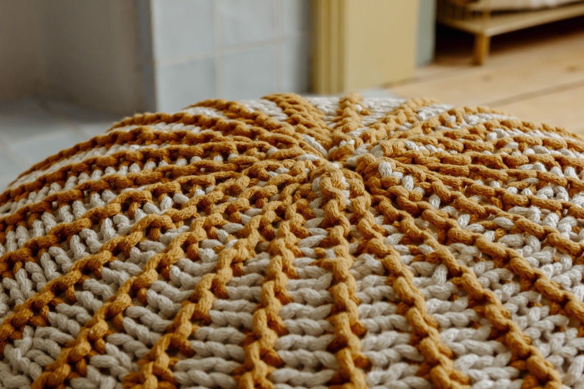 Knitted pouffe ZIGGY | MUSTARD - Zuri House