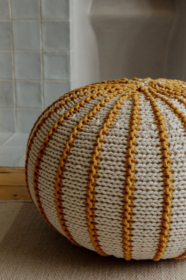 Knitted pouffe ZIGGY | MUSTARD - Zuri House