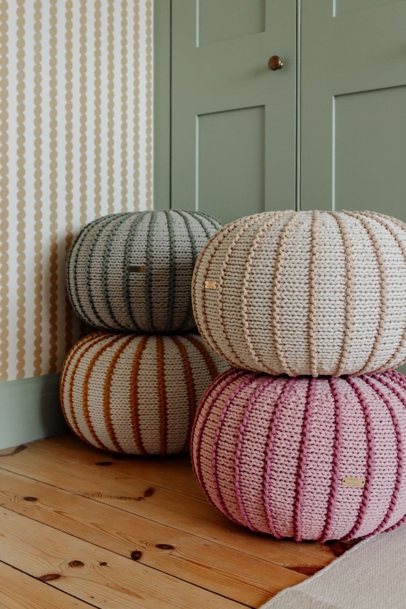 Knitted pouffe ZIGGY | POWDER PINK - Zuri House