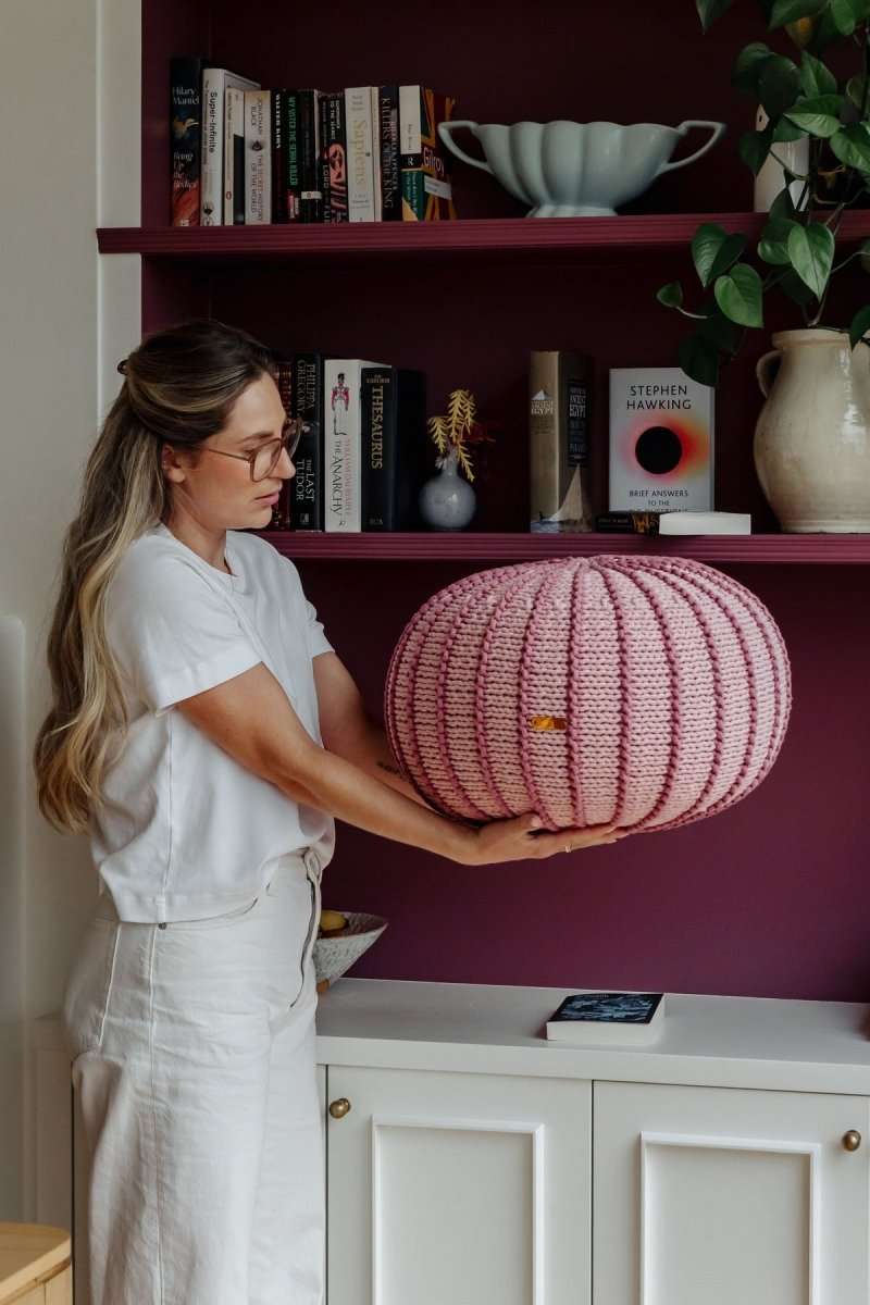 Knitted pouffe ZIGGY | POWDER PINK - Zuri House