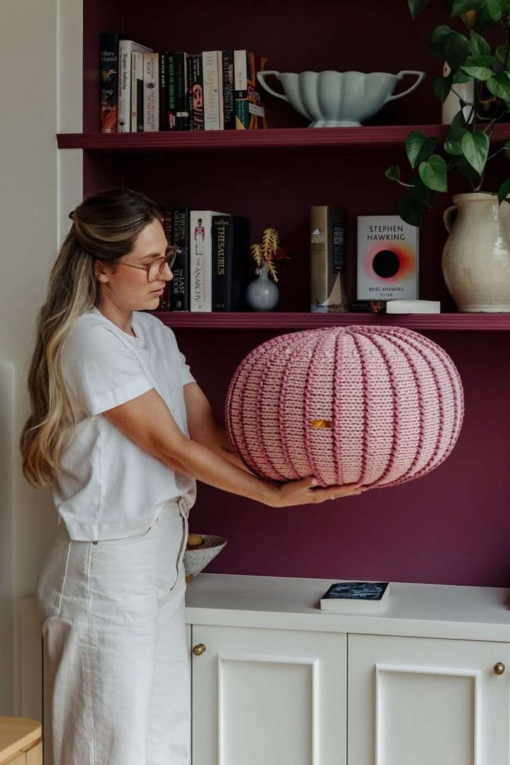 Knitted pouffe ZIGGY | POWDER PINK - Zuri House