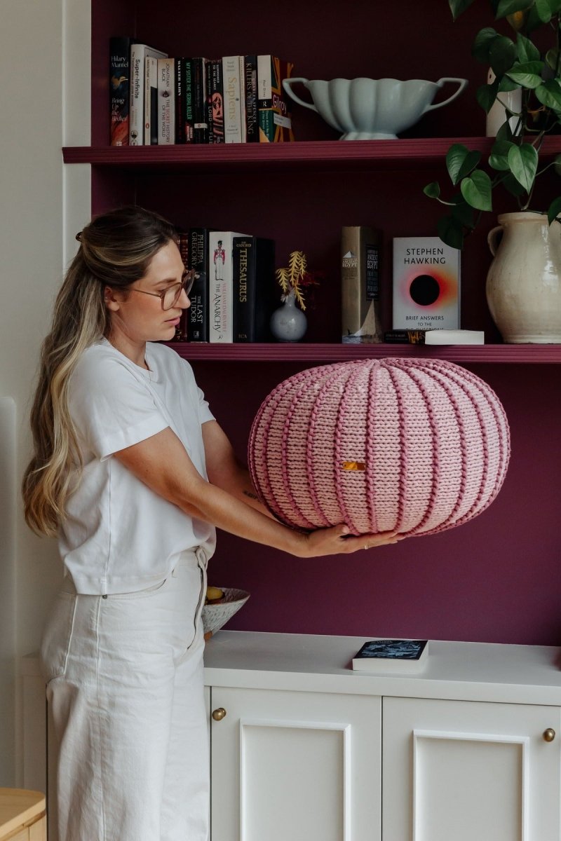 Knitted pouffe ZIGGY | POWDER PINK - Zuri House