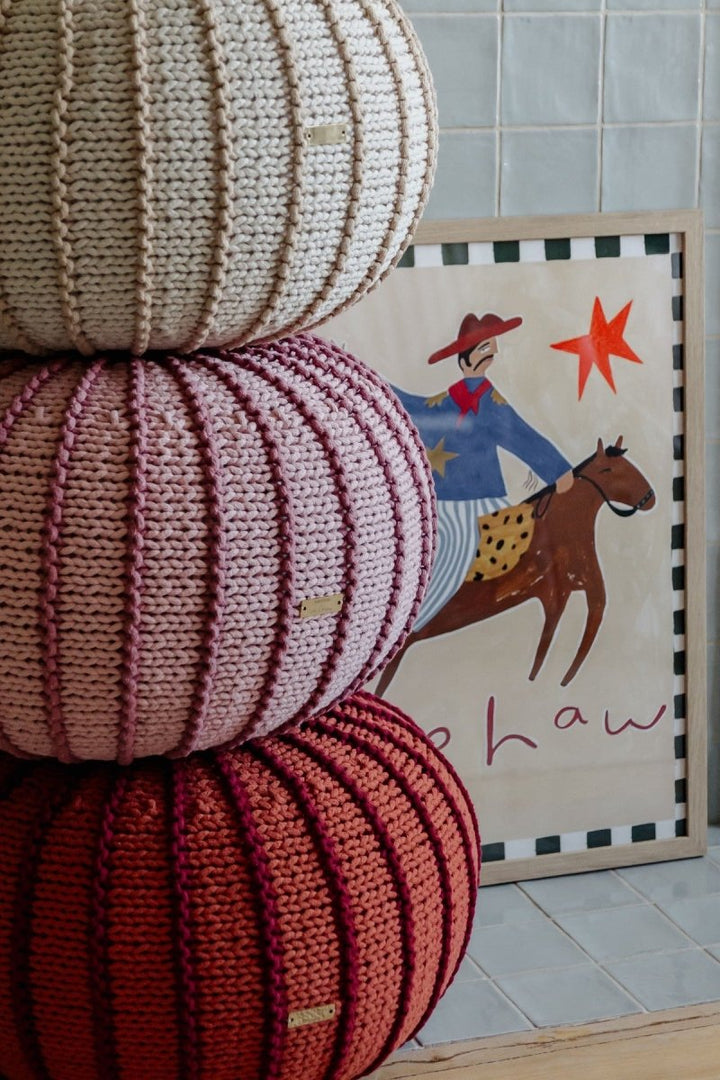 Knitted pouffe ZIGGY | TERRACOTTA - Zuri House