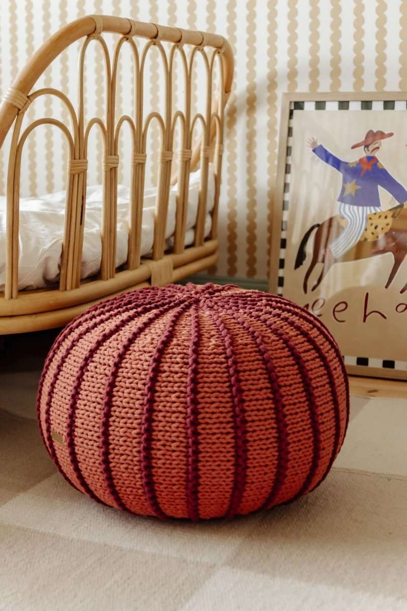 Knitted pouffe ZIGGY | TERRACOTTA - Zuri House