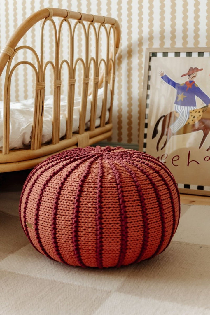 Knitted pouffe ZIGGY | TERRACOTTA - Zuri House