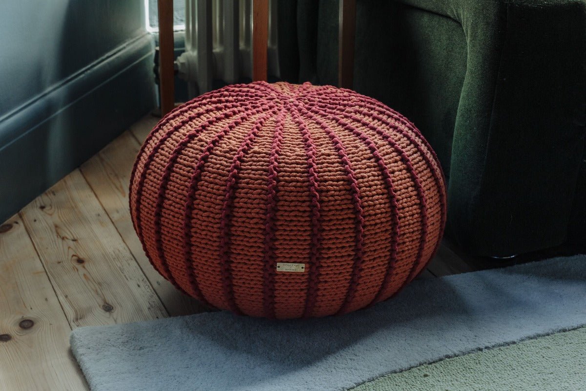 Knitted pouffe ZIGGY | TERRACOTTA - Zuri House