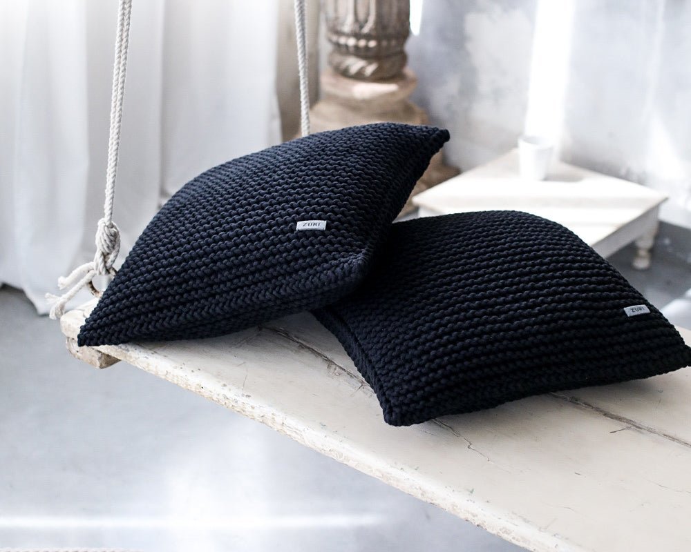 Knitted square cushion | CHARCOAL - Zuri House