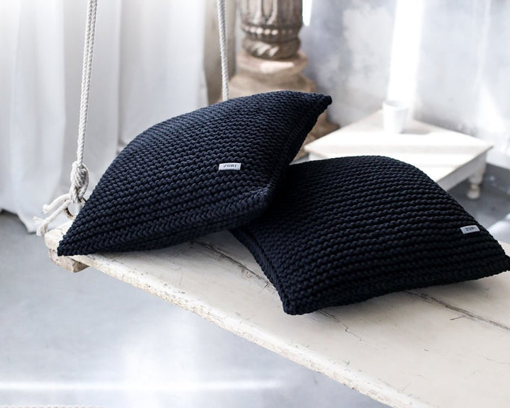 Knitted square cushion | CHARCOAL - Zuri House