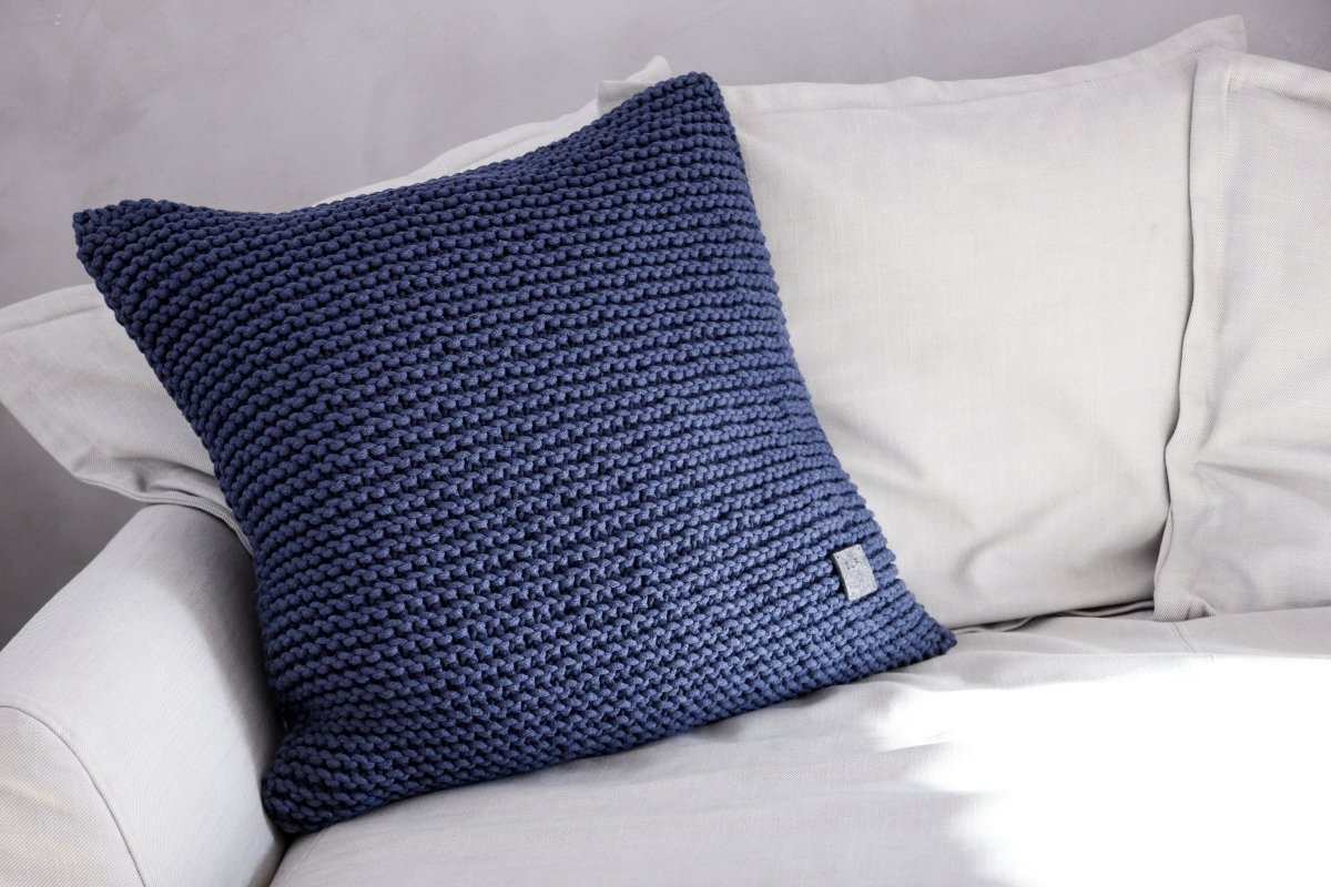 Knitted square cushion | DENIM BLUE - Zuri House