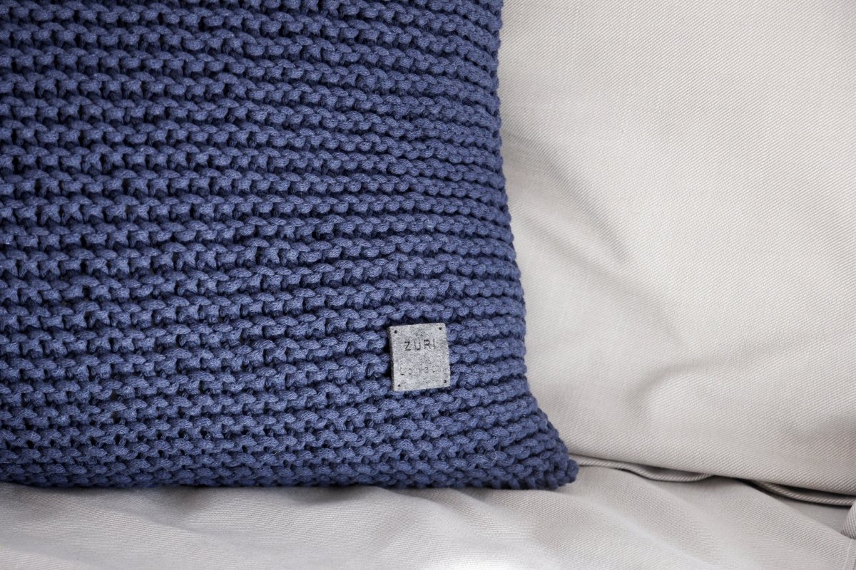 Knitted square cushion | DENIM BLUE - Zuri House