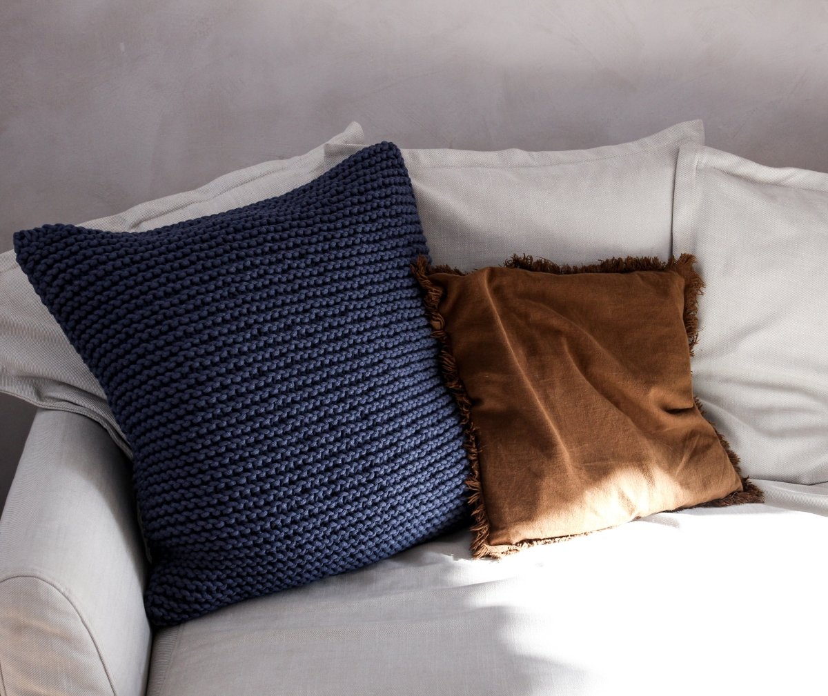 Knitted square cushion | DENIM BLUE - Zuri House