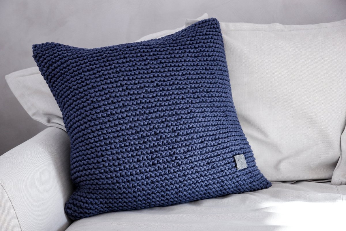 Knitted square cushion | DENIM BLUE - Zuri House