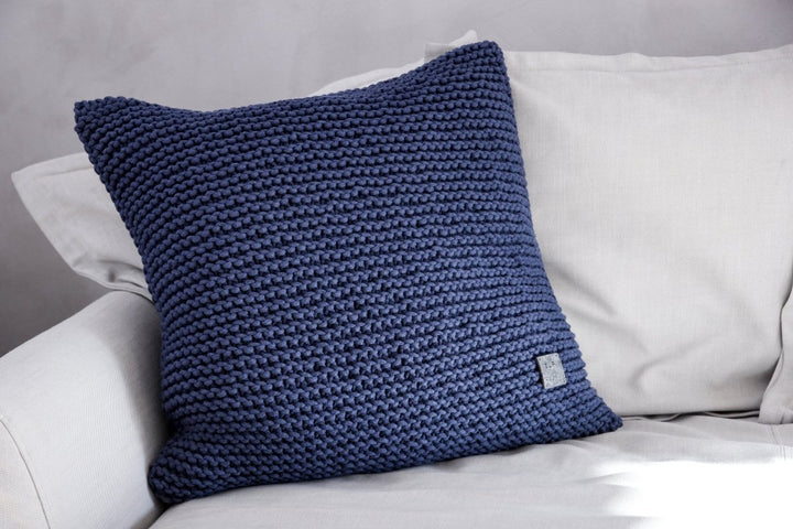 Knitted square cushion | DENIM BLUE - Zuri House