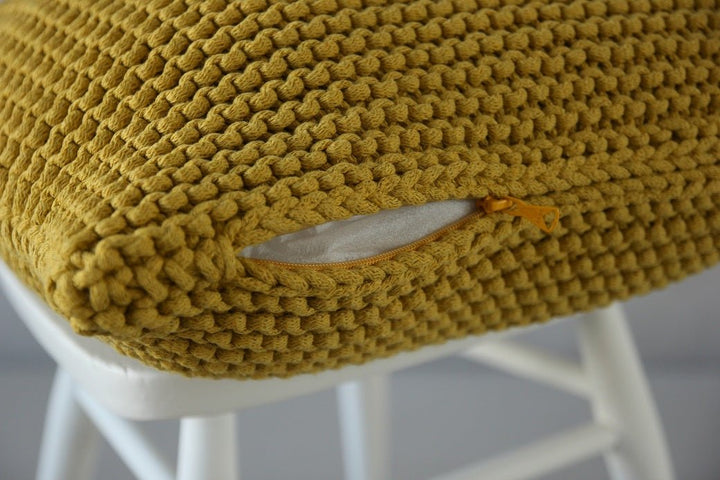 Knitted square cushion | GOLDEN KIWI - Zuri House