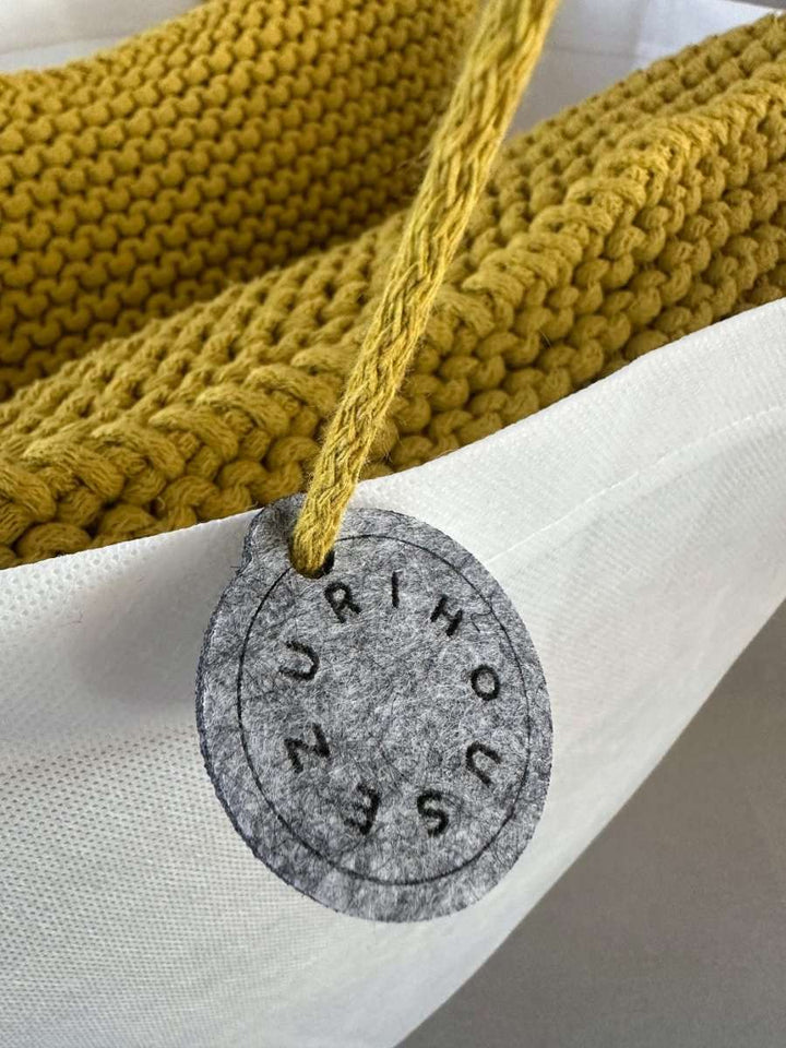 Knitted square cushion | GOLDEN KIWI - Zuri House