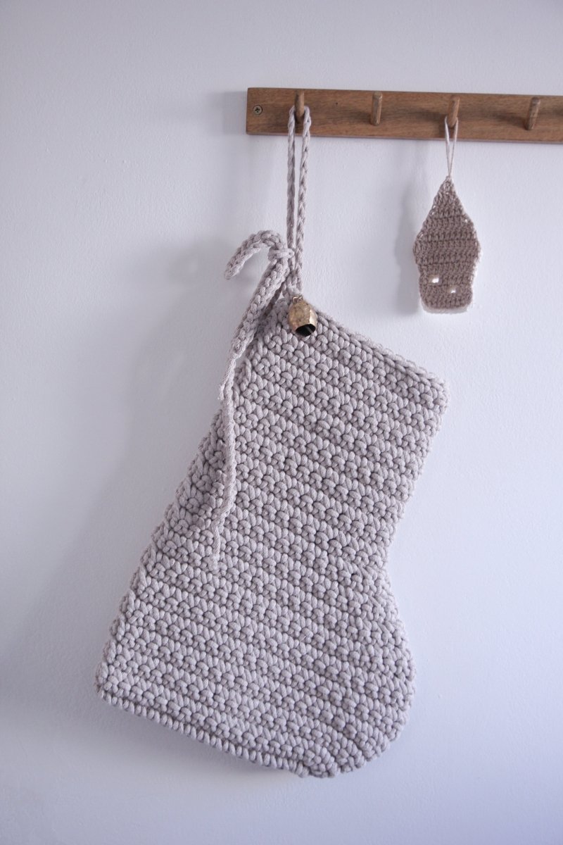 Large Crochet Christmas Stocking | OATMEAL - Zuri House
