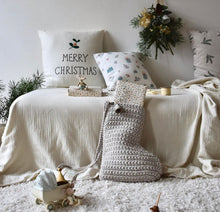 Large Crochet Christmas Stocking | OATMEAL - Zuri House