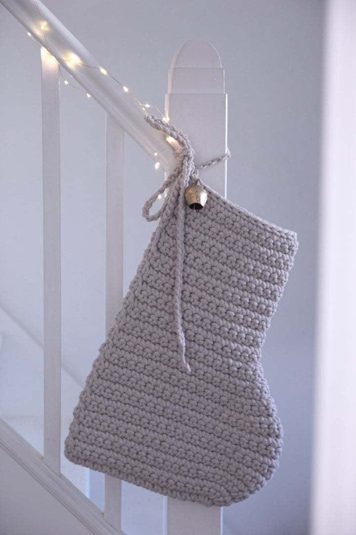Large Crochet Christmas Stocking | OATMEAL - Zuri House