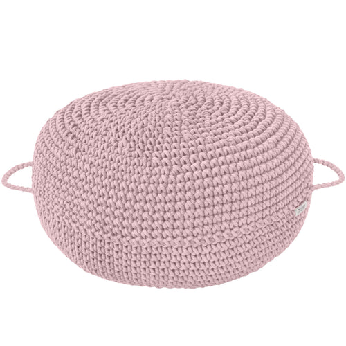 powder pink ottoman pouffe crochet