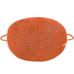 pumpkin orange crochet ottoman pouffe
