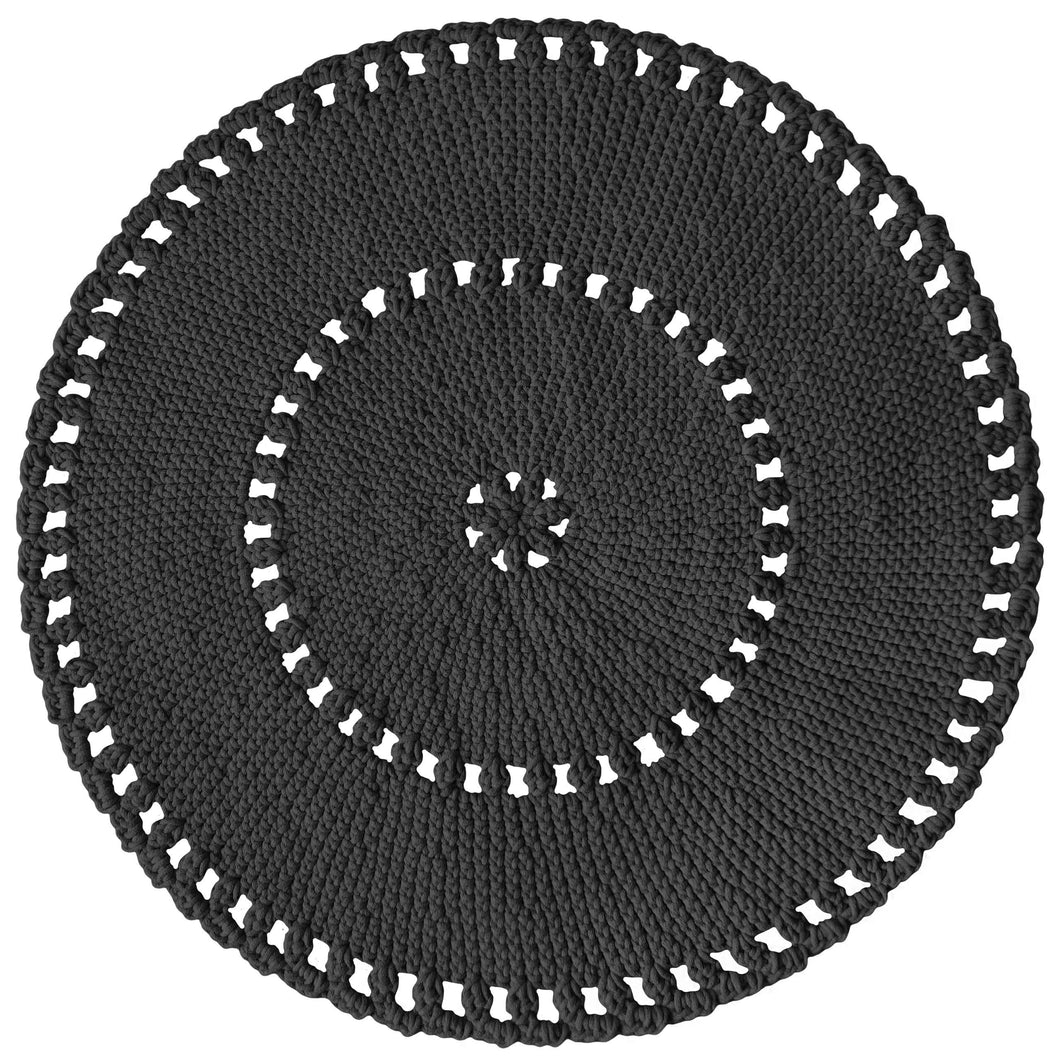 graphite round cotton rug