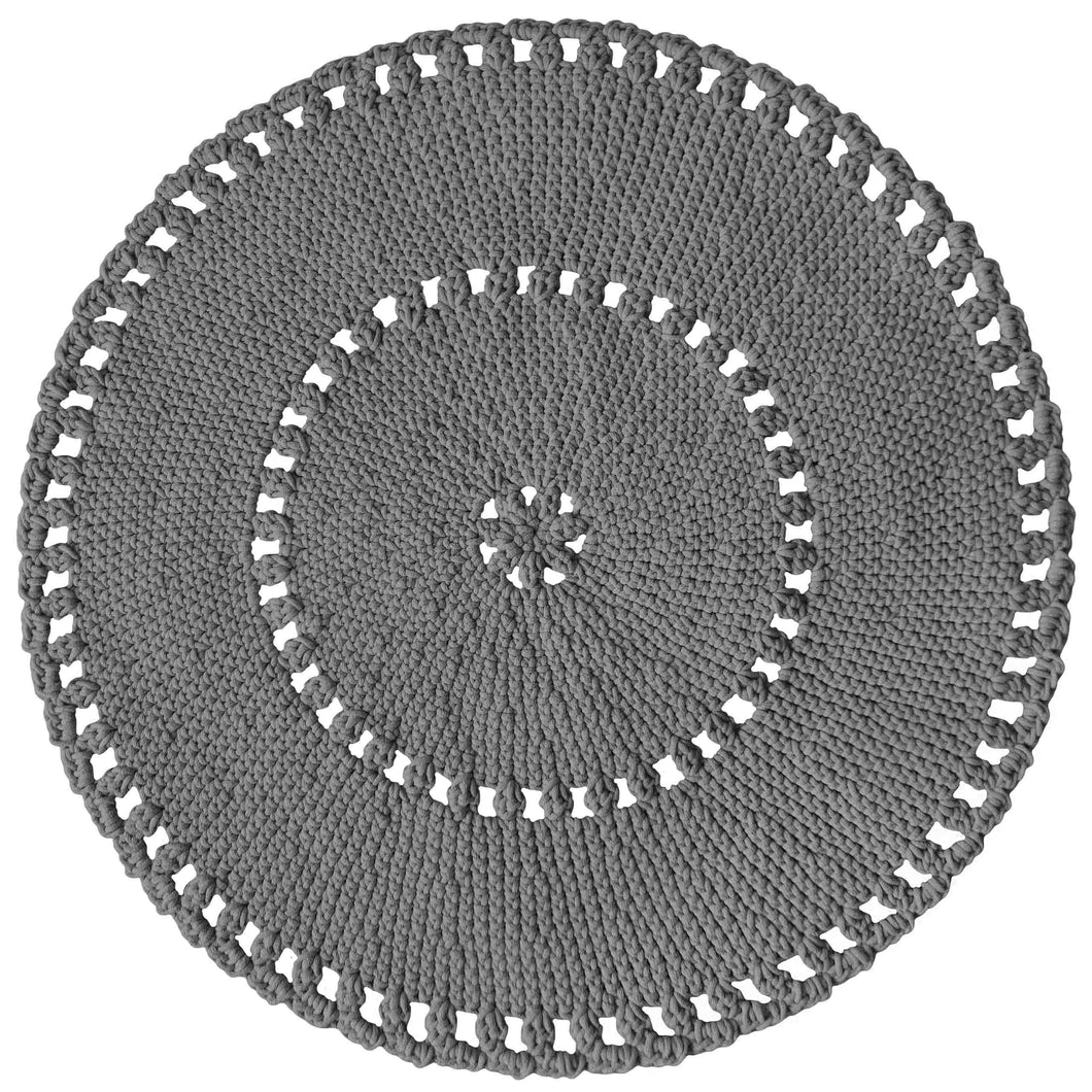 boho grey cotton round rug