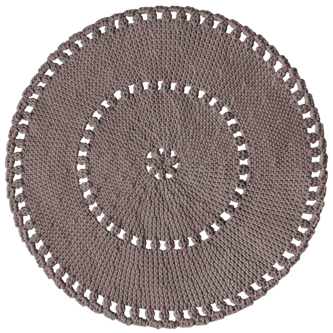 round handmade cotton mocha rug