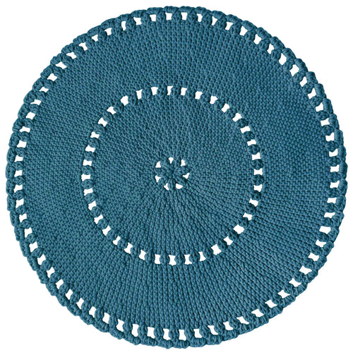 petrol hand crochet cotton rug