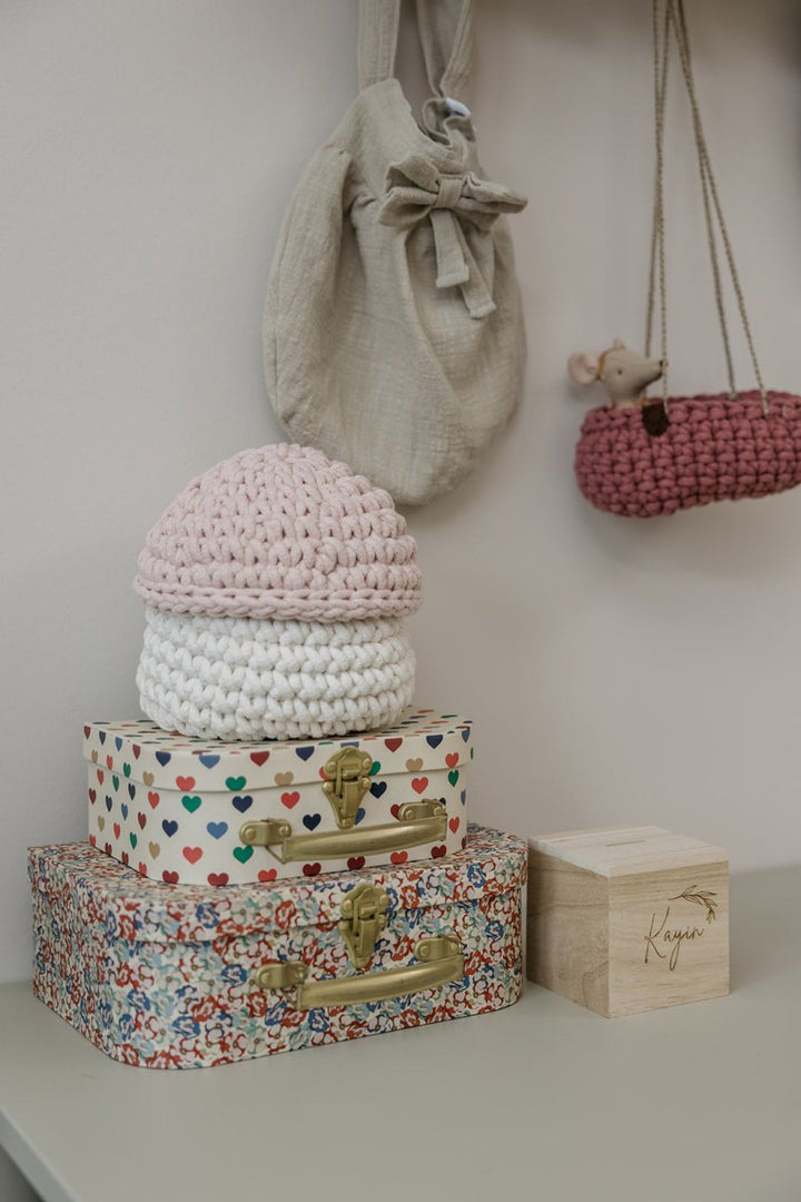 Smurf Basket | IVORY & PALE PINK - Zuri House