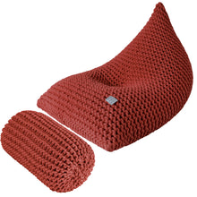 Chunky knitted SET bean bag & bolster footrest | TERRACOTTA