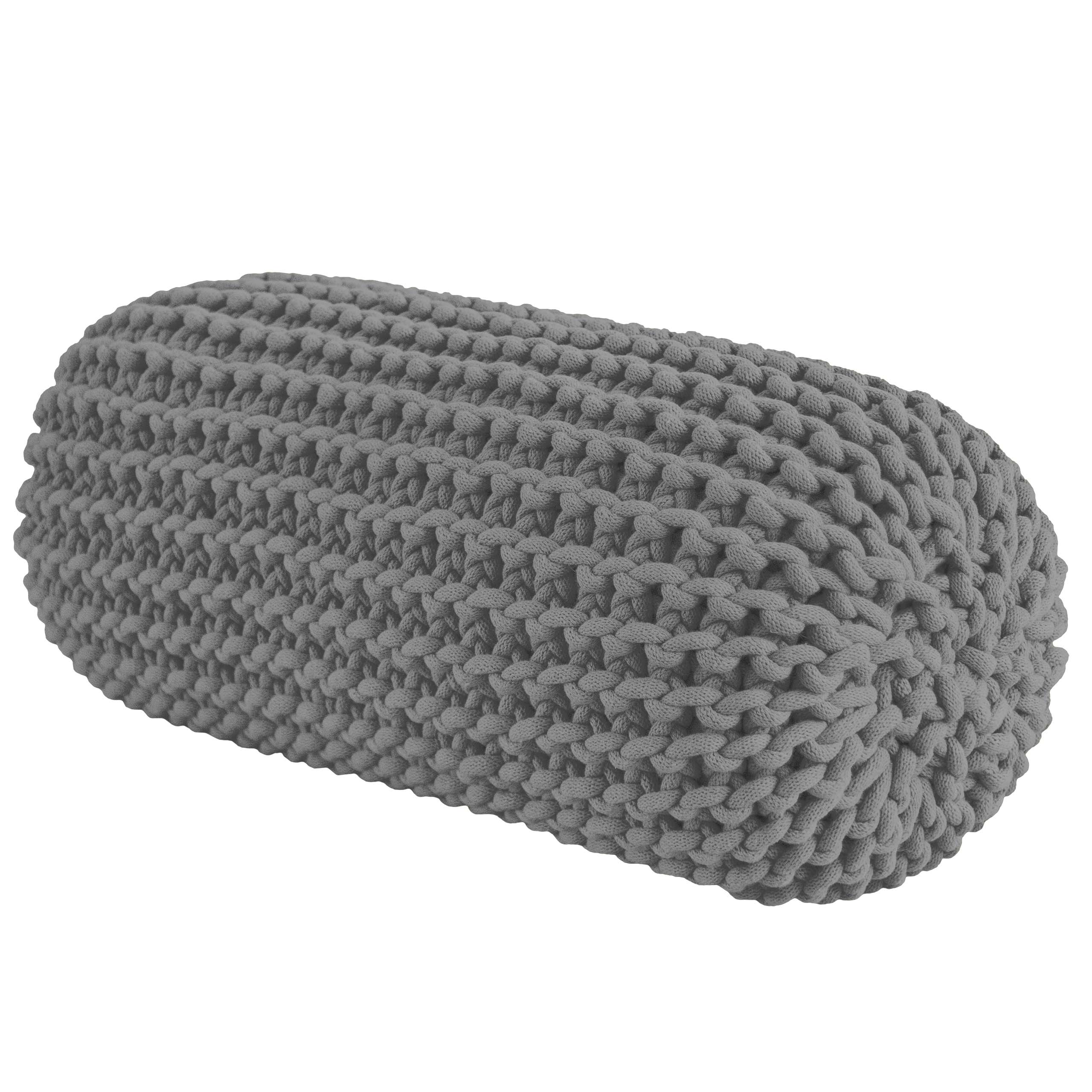 Chunky knitted bolster footrest | DARK GREY