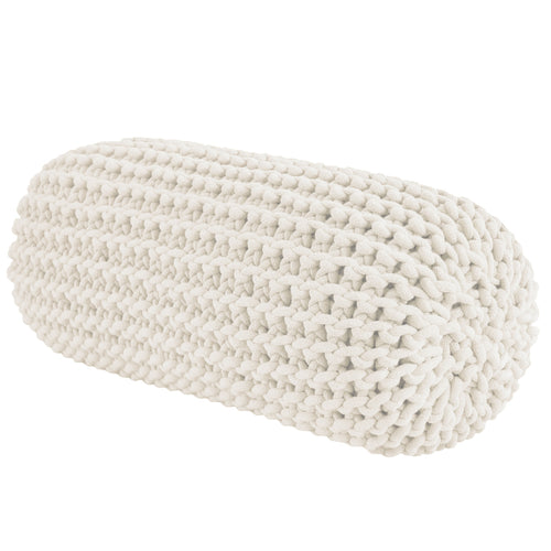Chunky knitted bolster footrest | IVORY