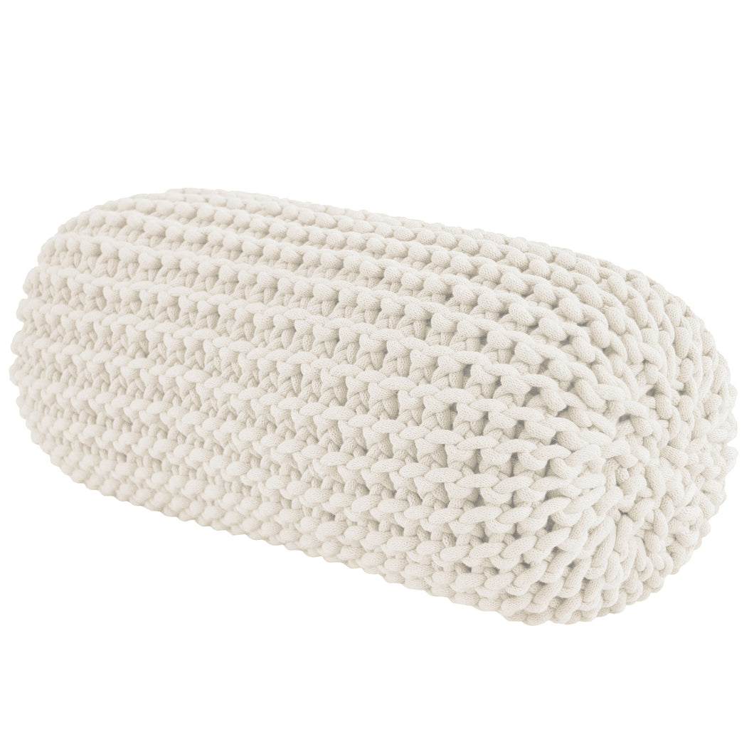 Chunky knitted bolster footrest | IVORY