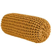 Chunky knitted bolster footrest | MUSTARD