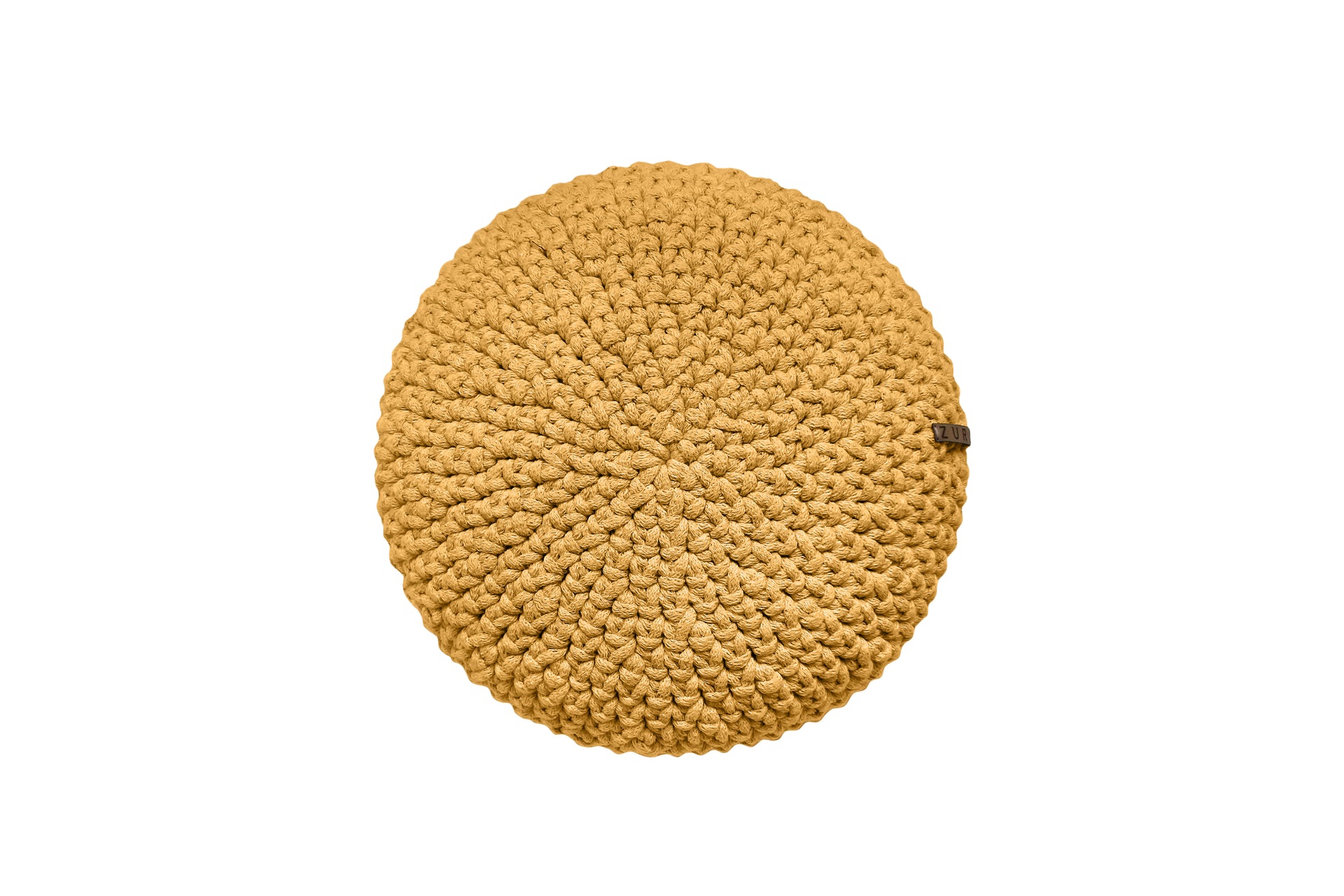 Crochet round cushion MUSTARD - Zuri House