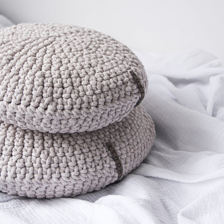 Crochet round cushion | OATMEAL - Zuri HouseAll Products,Cushions,SHOP
