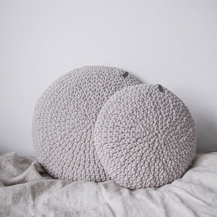 Crochet round cushion | OATMEAL - Zuri HouseAll Products,Cushions,SHOP