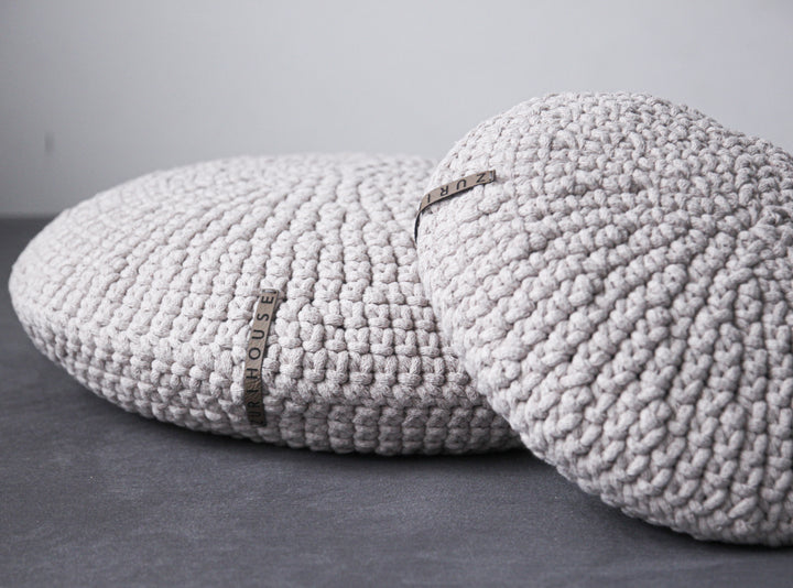 Crochet round cushion | OATMEAL - Zuri HouseAll Products,Cushions,SHOP