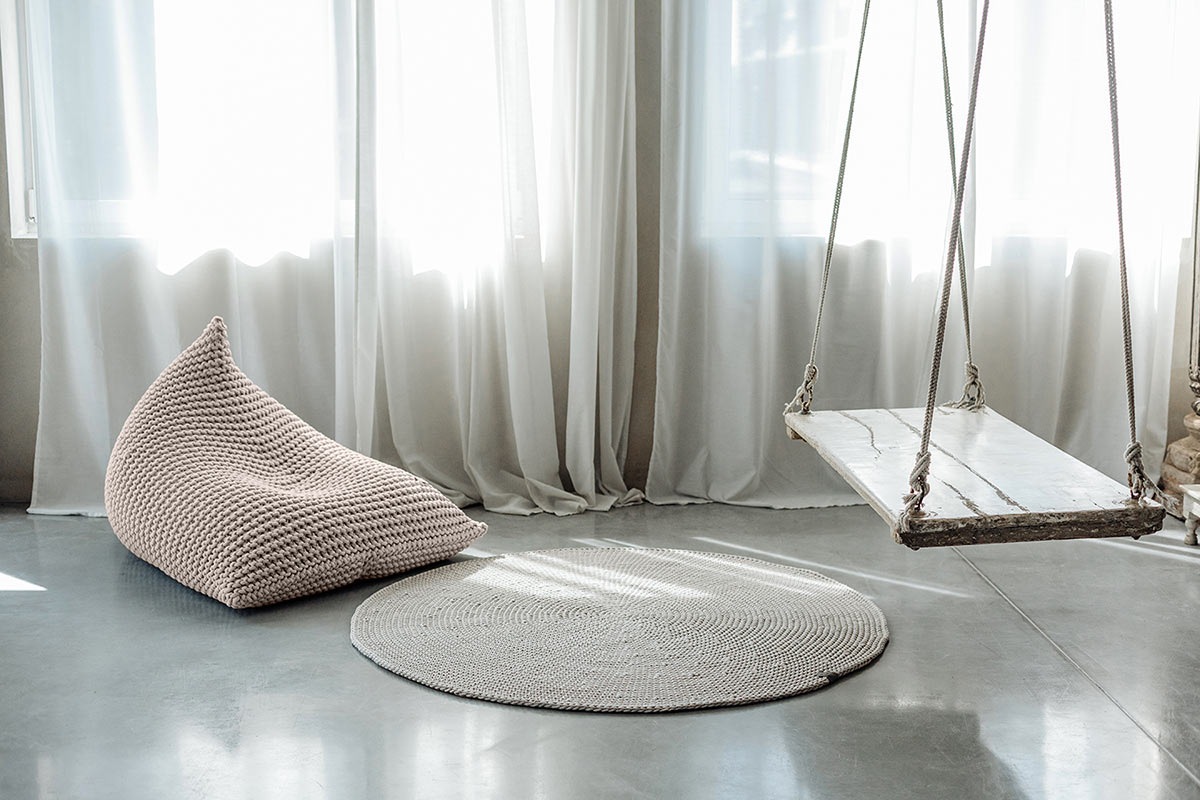 Chunky knitted bean bag | OATMEAL - Zuri House