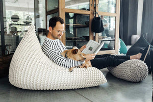 Chunky knitted bean bag | OLD ROSE - Zuri House